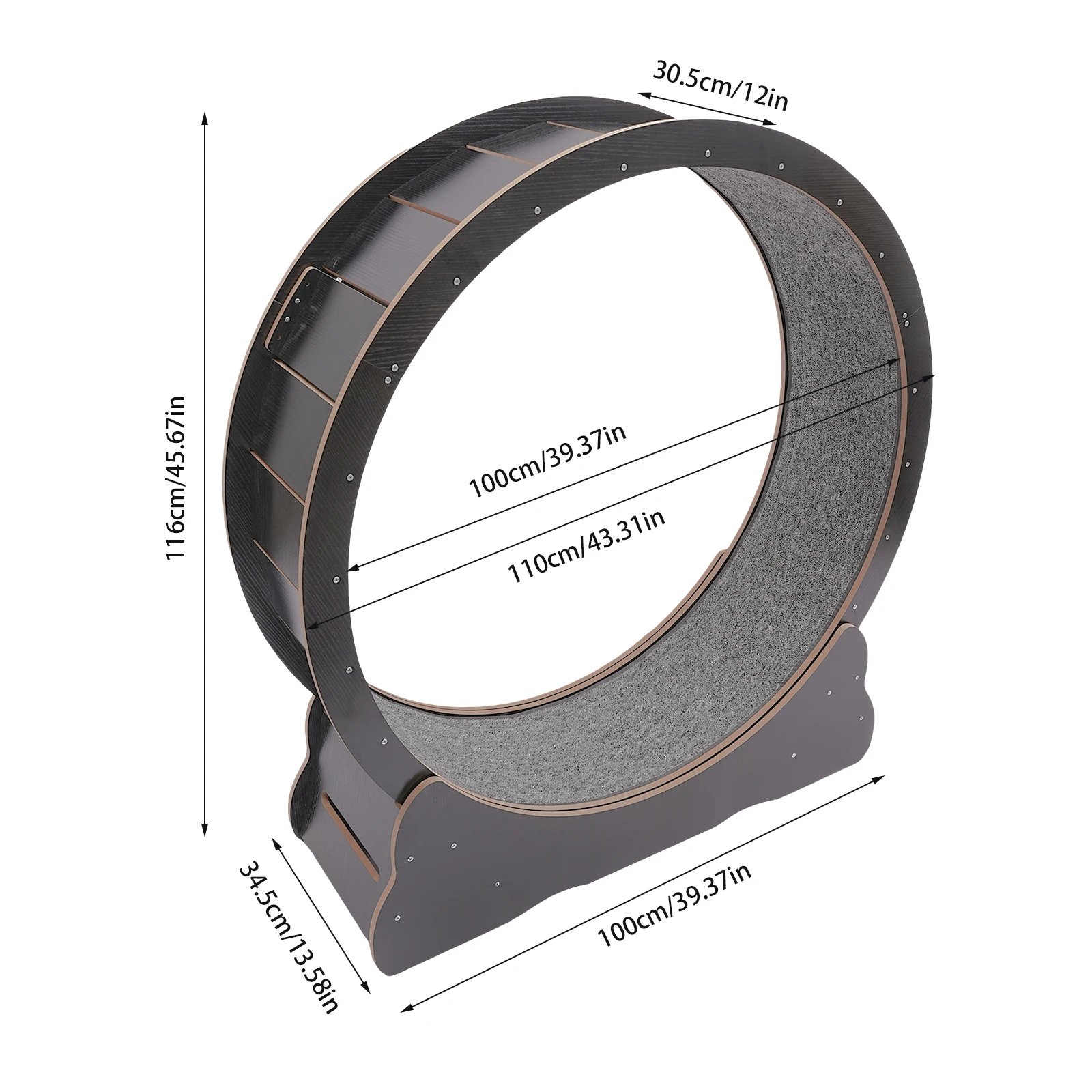Cat Exercise Wheel 3.3ft Inner Diameter, Foldable Large Cat Treadmill for Indoor Cats Holds 110lbs 8 Silent Rollers