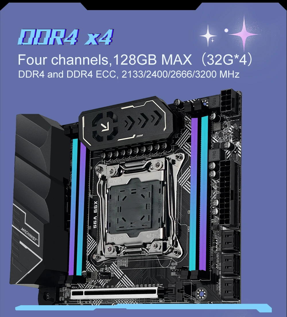 MACHINIST X99 V9S Motherboard Support TPM2.0 LGA 2011-3 Xeon E5 CPU DDR4 RAM C612 Chip with 3*NVME M.2 Slot SATA3.0 Black Armor