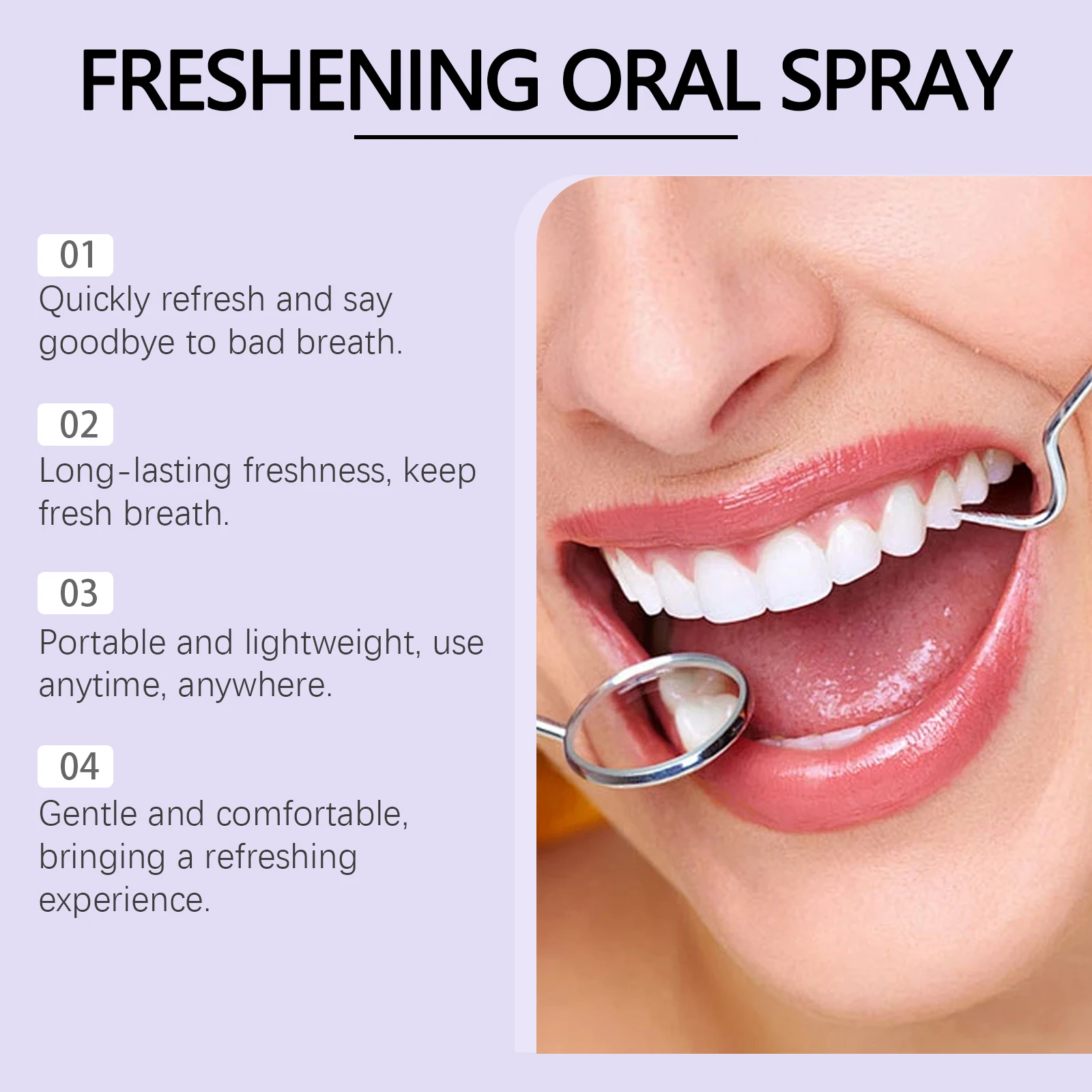 Mint Flavor Oral Spray Long-Lasting Freshness Bad Oral Odor Removal Teeth Cleaning Travel-Sized Portable Mouth Breath Freshener