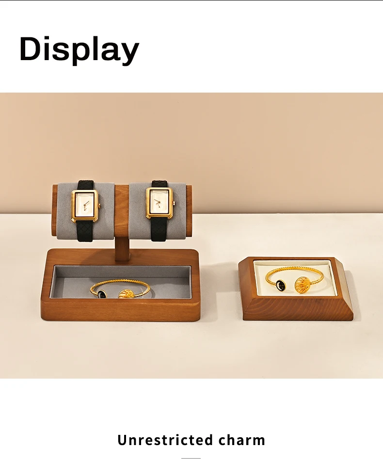 Oirlv Watch Display Stand Wooden Watch Storage Organizer Stand Ring Jewelry Holder Display for Wrist Watch Jewelry Display Rack
