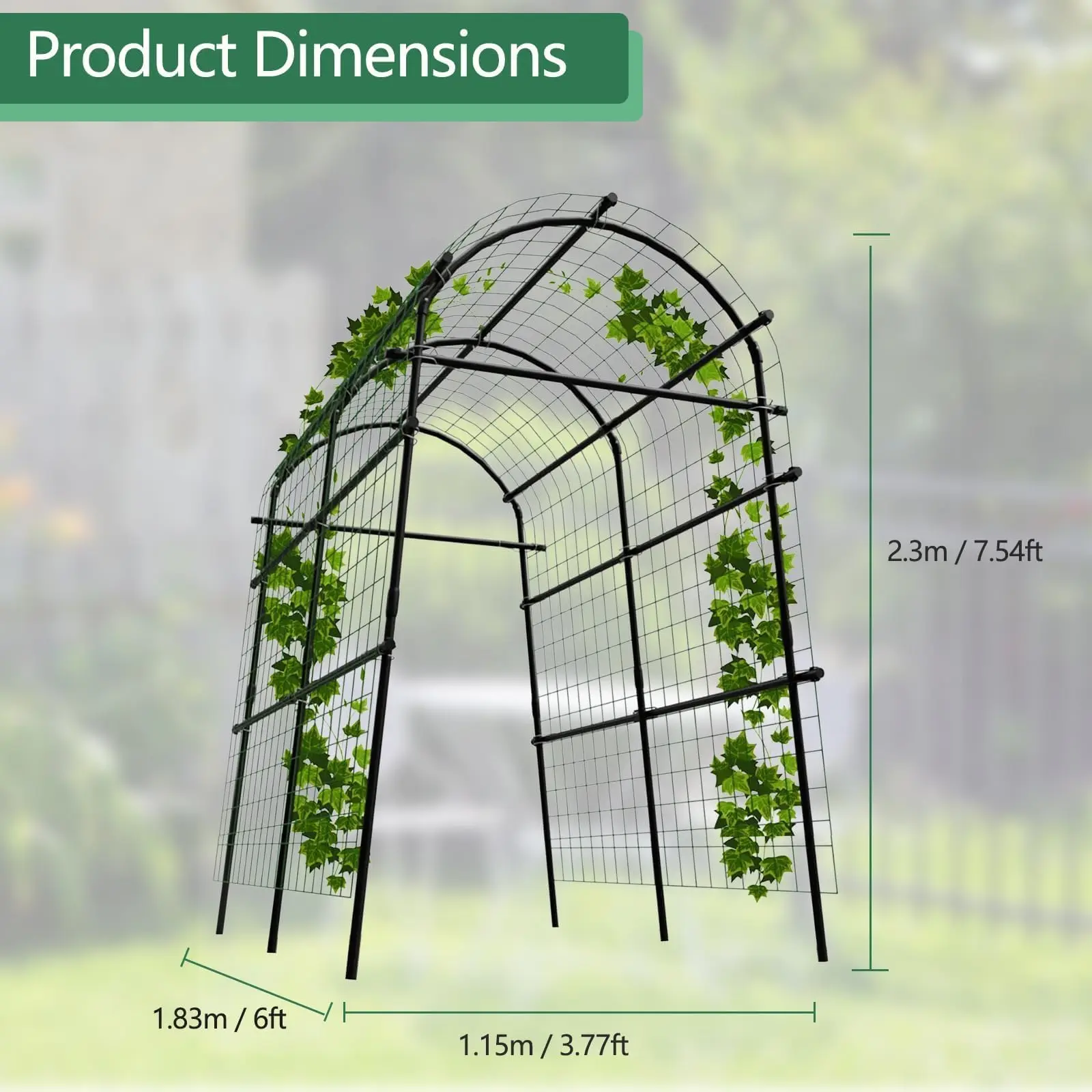 Extra Tall 7.5FT Garden Arch Trellis, 35-45in Adjustable Outdoor Arbor For Climbing Plants, Wedding Party Backdrop Frame
