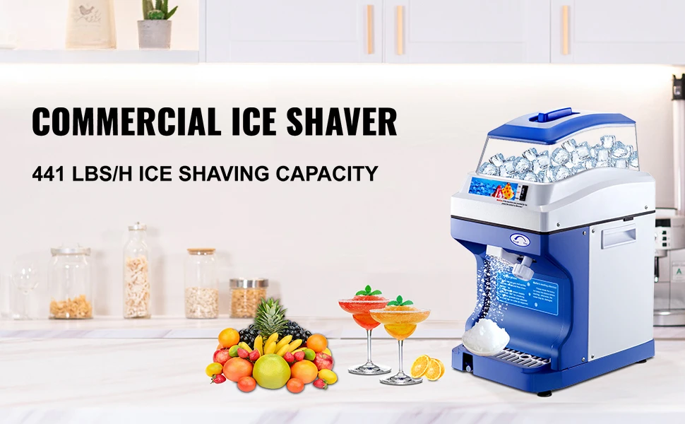 SucceBuy Commercial Ice Shaver Crusher 441LBS/H with 11LBS Hopper Electric Snow Cone Maker For Parties Events Snack Bar