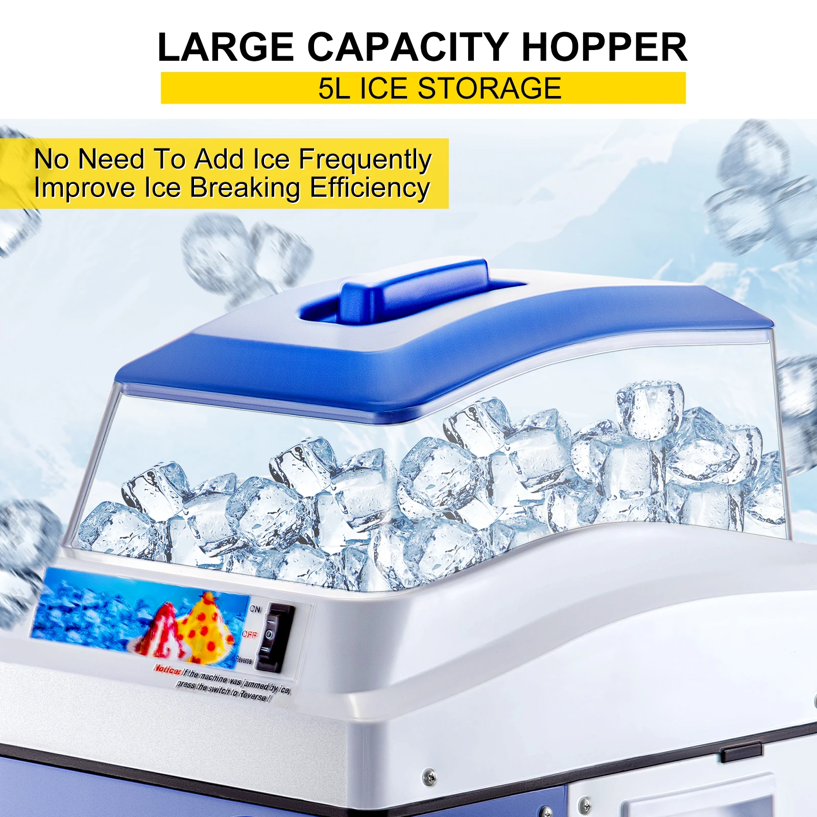 SucceBuy Commercial Ice Shaver Crusher 441LBS/H with 11LBS Hopper Electric Snow Cone Maker For Parties Events Snack Bar