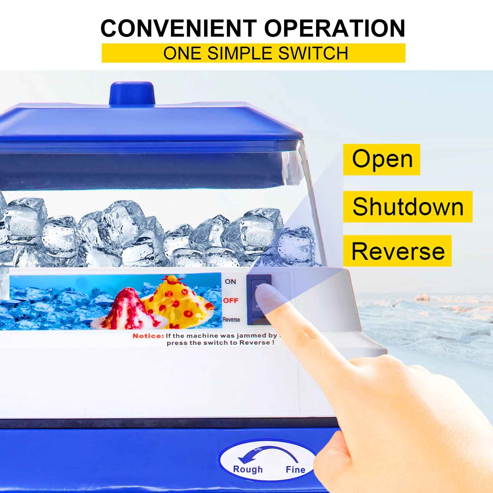 SucceBuy Commercial Ice Shaver Crusher 441LBS/H with 11LBS Hopper Electric Snow Cone Maker For Parties Events Snack Bar