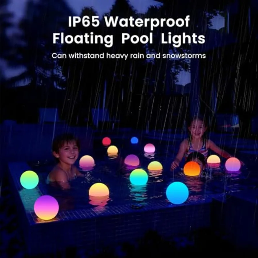 3-inch Rechargeable LED Ball Lights, Sphere Night Light with 16 Colors, 4 Modes, Color Change Mood Lighting, Waterproof Floatin