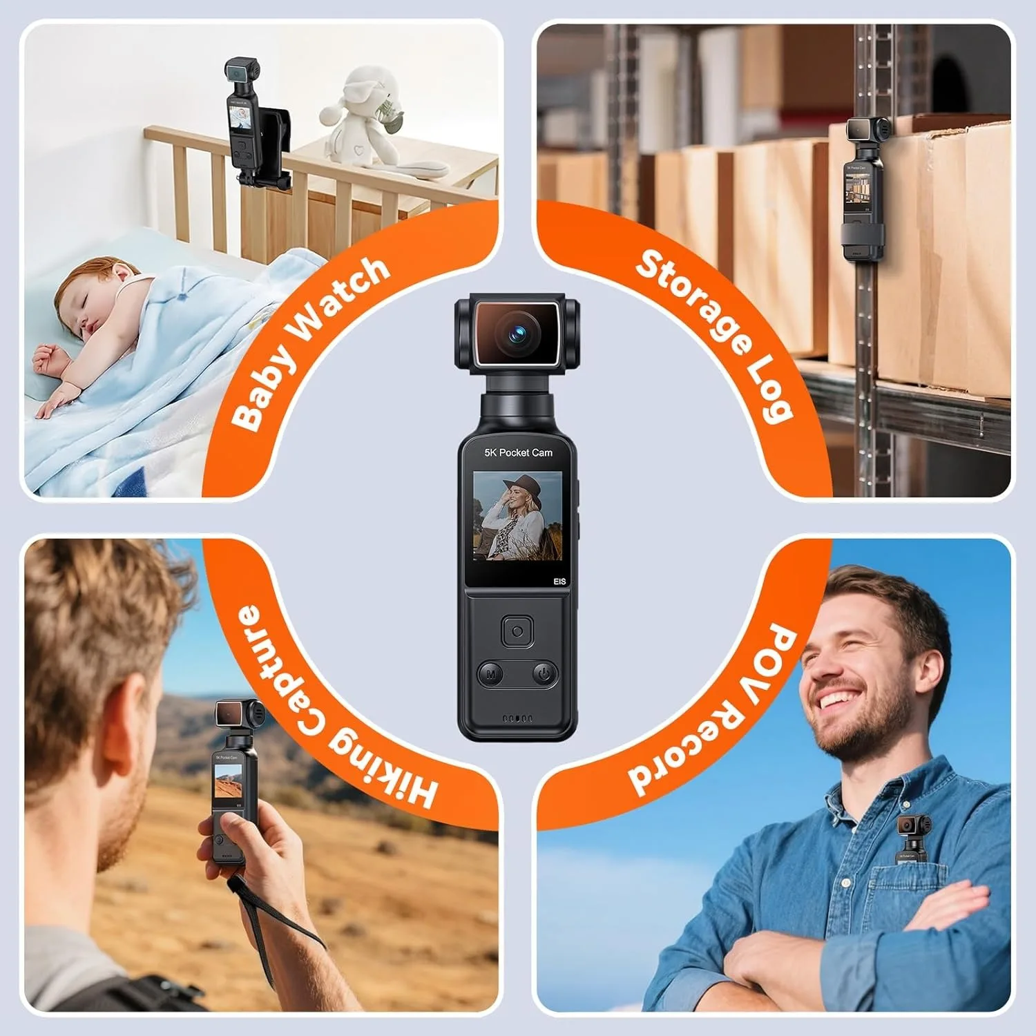 5K Body Camera Audio 270° Rotating Lens 128GB Mini Camera External Mic and EIS Stabilization 4K/60FPS Z14 Vlogging Camera for Daily Recording Bike Cameras Sports DV Car DVR Recorder