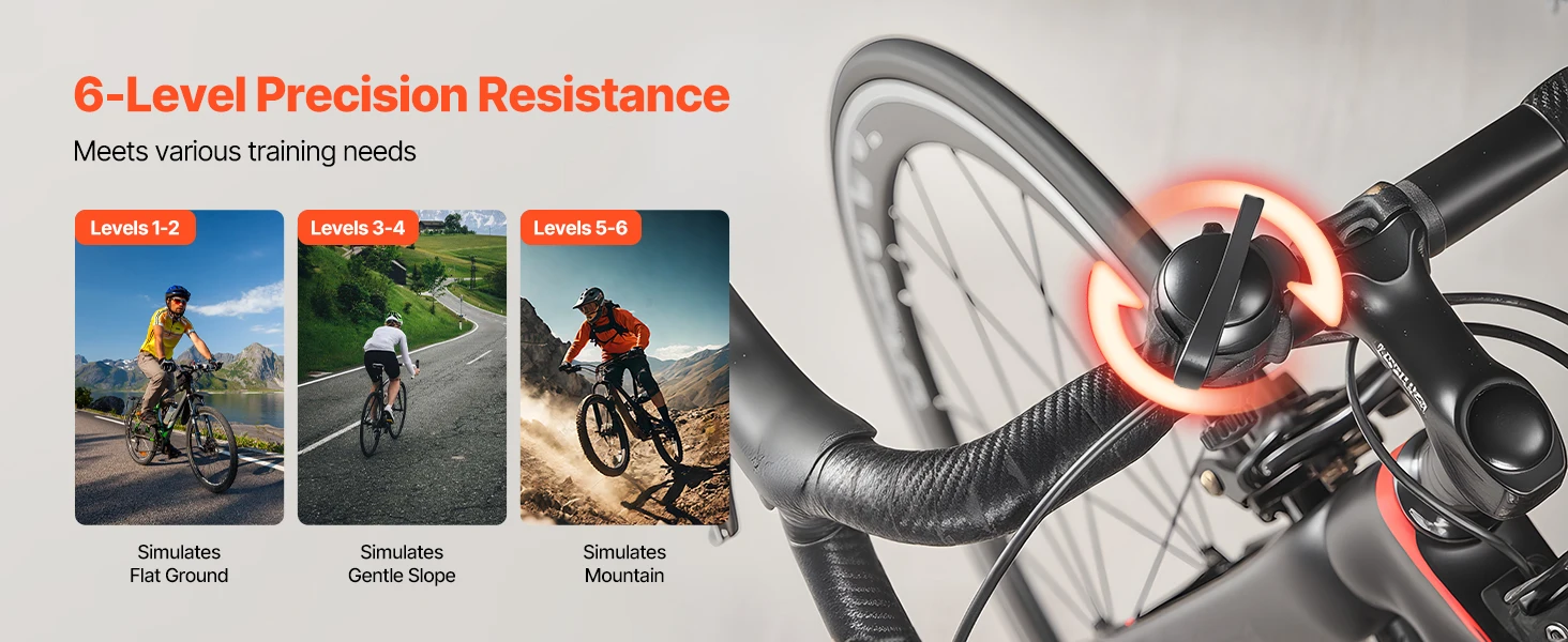 SucceBuy Bike Trainer 6 Level Resistance 26-29 inch & 700C Wheels with Release Skewer & Front Wheel Riser Block for Road Bikes