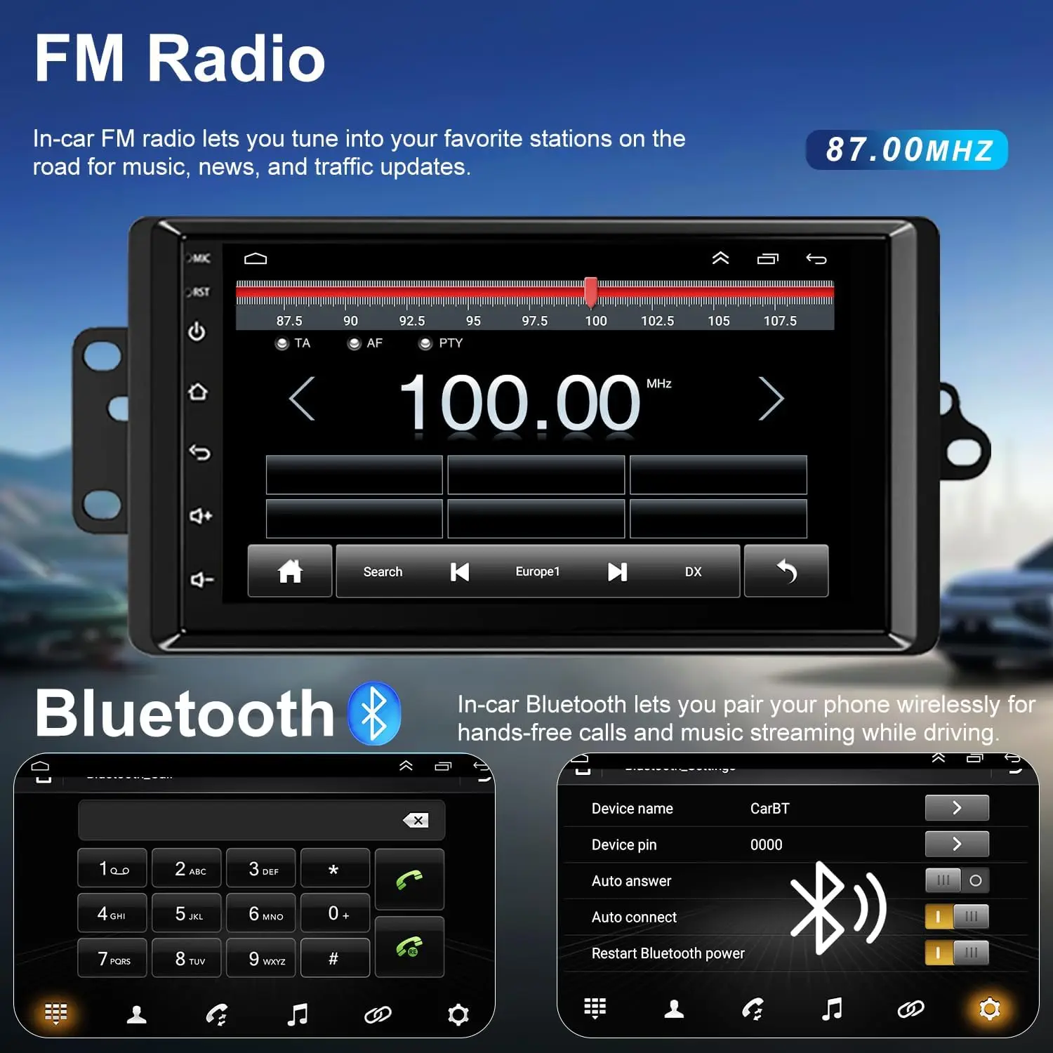 7inch Android 13 Touch Screen Car Stereo Radio 2+64GB GPS Navigation For Chevy Silverado 1500/2500/3500 2003-2006 Tahoe 2003-2006 GMC Sierra 1500/2500/3500 2003-2006 Yukon 2004-2006 Support CarPlay Backup Camera Bluetooth AHD Camera 5GWiFi FM DSP SWC