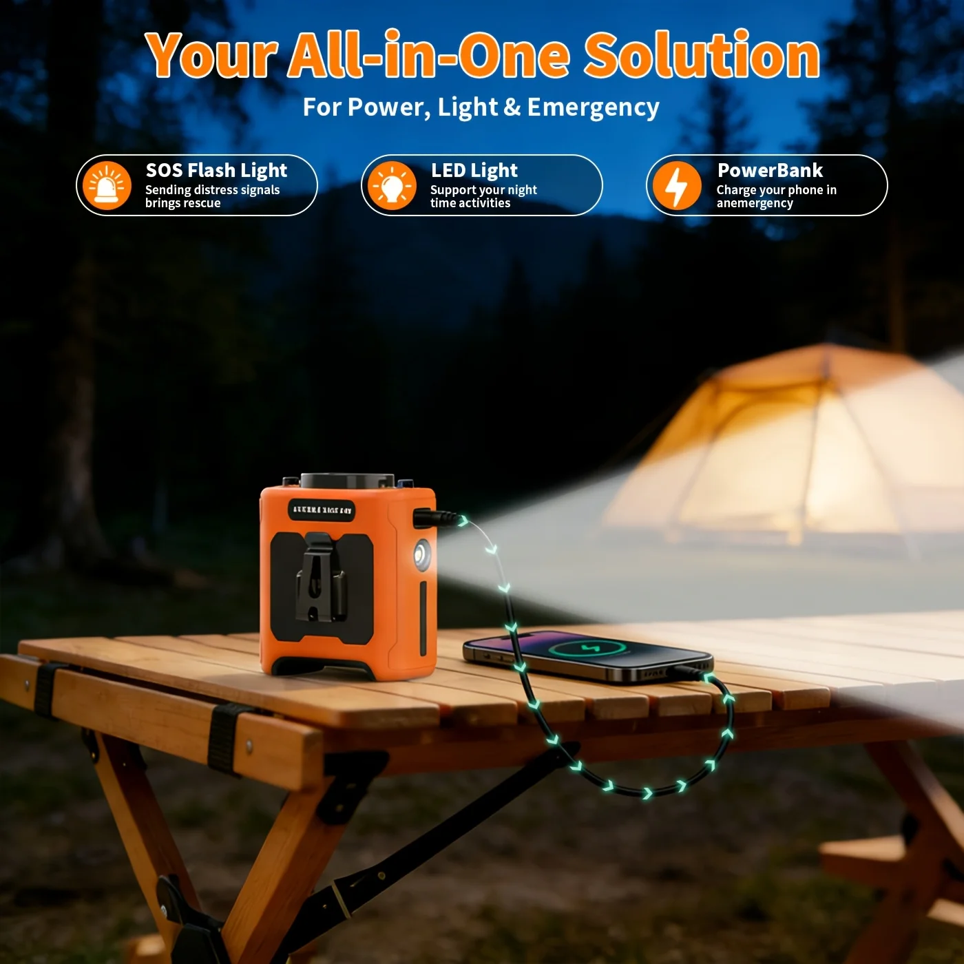 10000mAh Waist Fan Portable Handheld Hanging Neck Fan Ultra-Strong Wind with Phone Charging LED Light For Outdoor Camping Travel