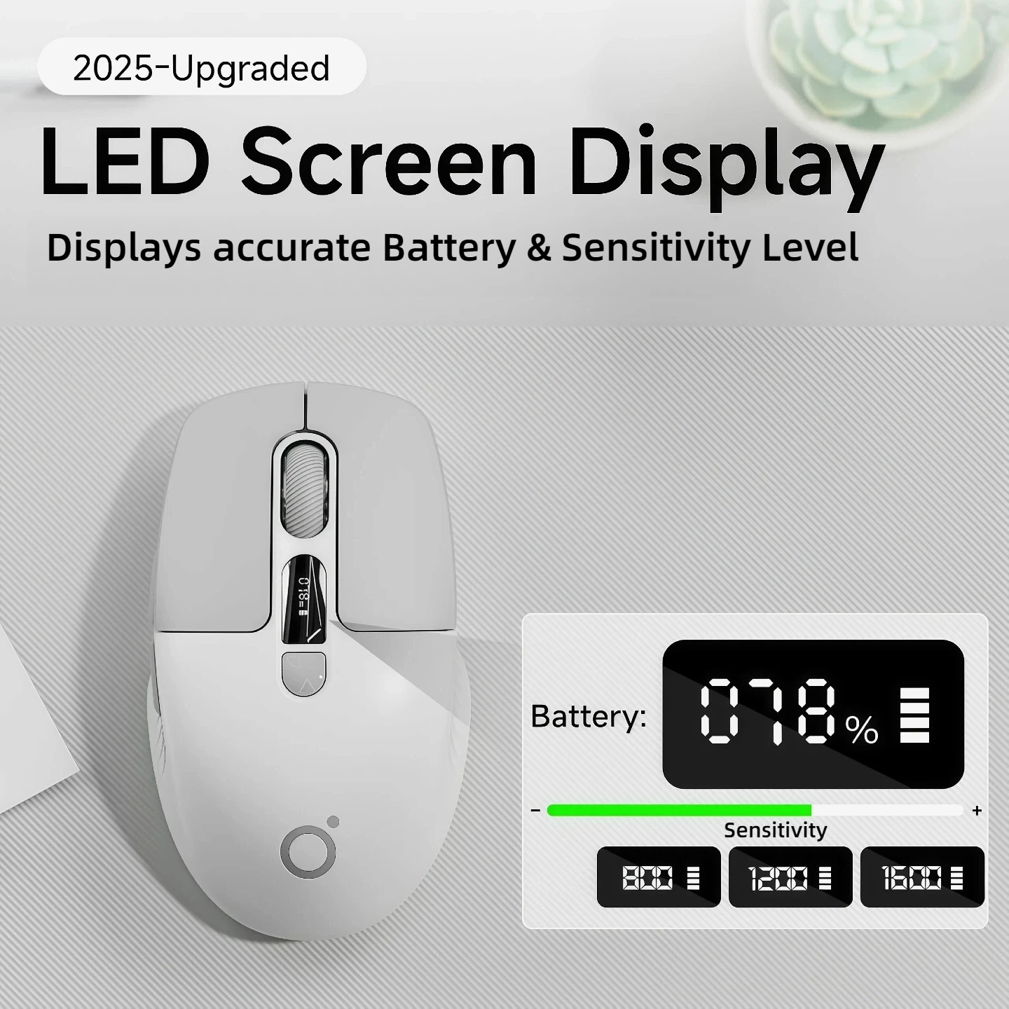 Silent Wireless Mouse Bluetooth 2.4G Dual Mode Type-C  Rechargeable LED Display DPI Battery 6 Button  Lightweight Office Gaming Mouse for Laptop Desktop PC