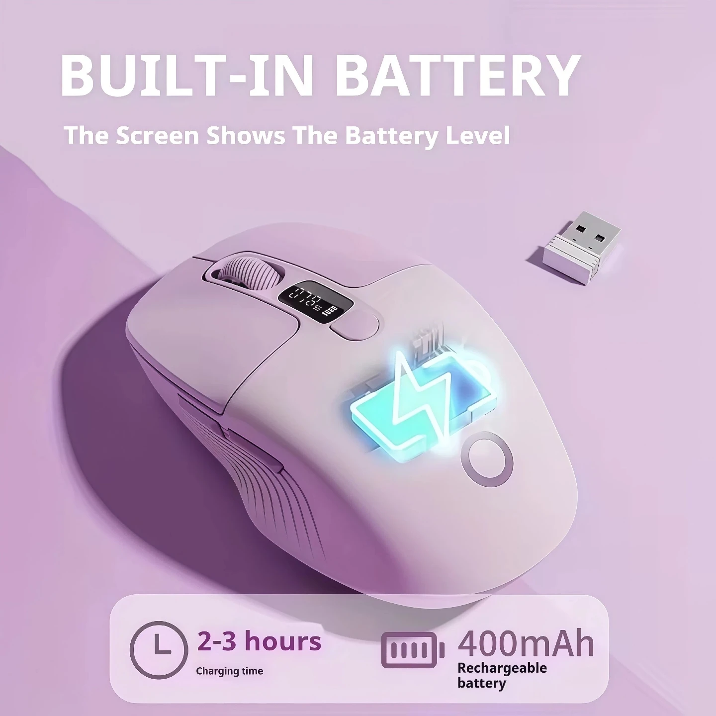 Silent Wireless Mouse Bluetooth 2.4G Dual Mode Type-C  Rechargeable LED Display DPI Battery 6 Button  Lightweight Office Gaming Mouse for Laptop Desktop PC