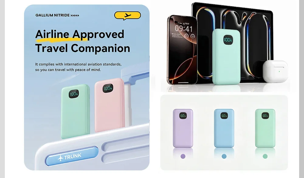 Built-in 3 Cables Power Bank 13800mAh 18W PD Fast Charge Portable Charger LED Display External Battery Pack All in One Travel Power Supply For iPhone 16 15 14 Pro Max Samsung Galaxy S25 S24 Ultra Google Pixel iPad Tablet