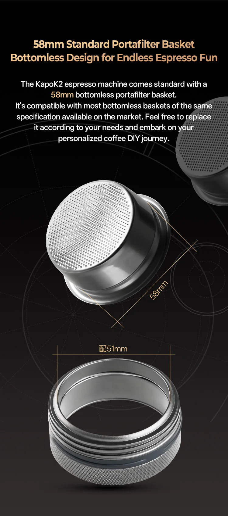 IKAPE Kapo K2 Portable Coffee Machine/Bluetooth Connection/Timer Function,51/58mm Espresso Bottomless Portafilter,Camping/Home