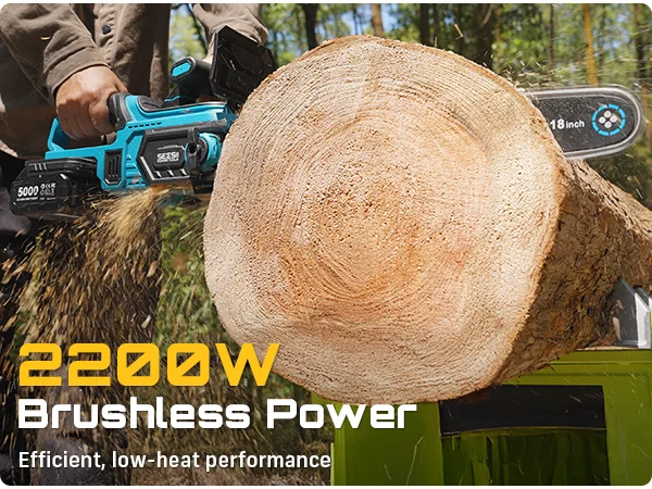 SEESII 40V 18Inch Brushless Chainsaw With Automatic Oiler 2200W Cordless Electric Saw Garden Woodworking Cutting Tool For Makita 18v Battery Pin