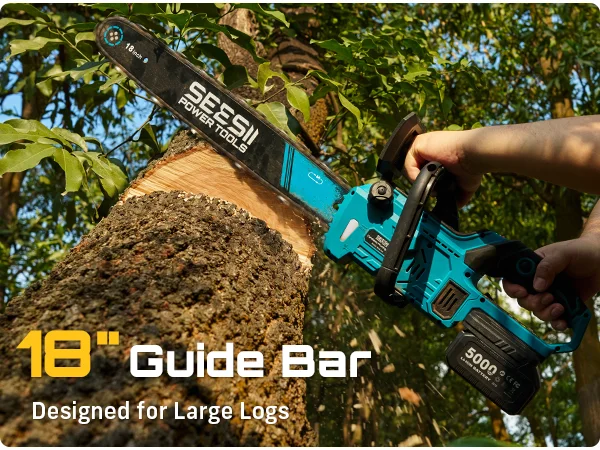SEESII 40V 18Inch Brushless Chainsaw With Automatic Oiler 2200W Cordless Electric Saw Garden Woodworking Cutting Tool For Makita 18v Battery Pin