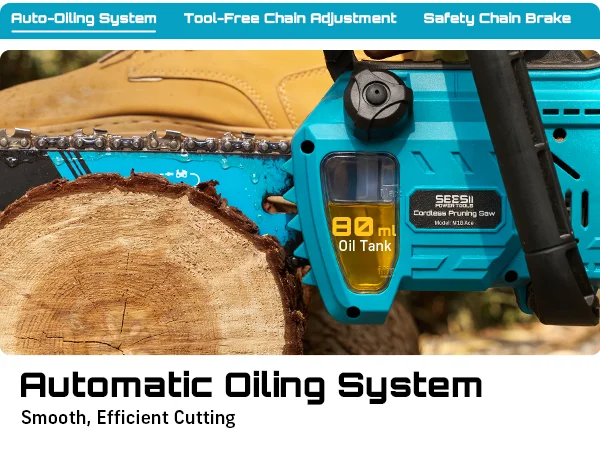 SEESII 40V 18Inch Brushless Chainsaw With Automatic Oiler 2200W Cordless Electric Saw Garden Woodworking Cutting Tool For Makita 18v Battery Pin