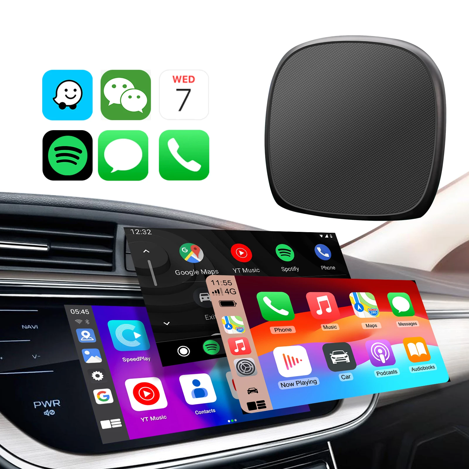 Full Android 13 CarPlay Ai Box CarPlay Android Auto Wired to Wireless Android Qualcomm Octa-core Netflix Youtube Support HDMI Output Plug and Play