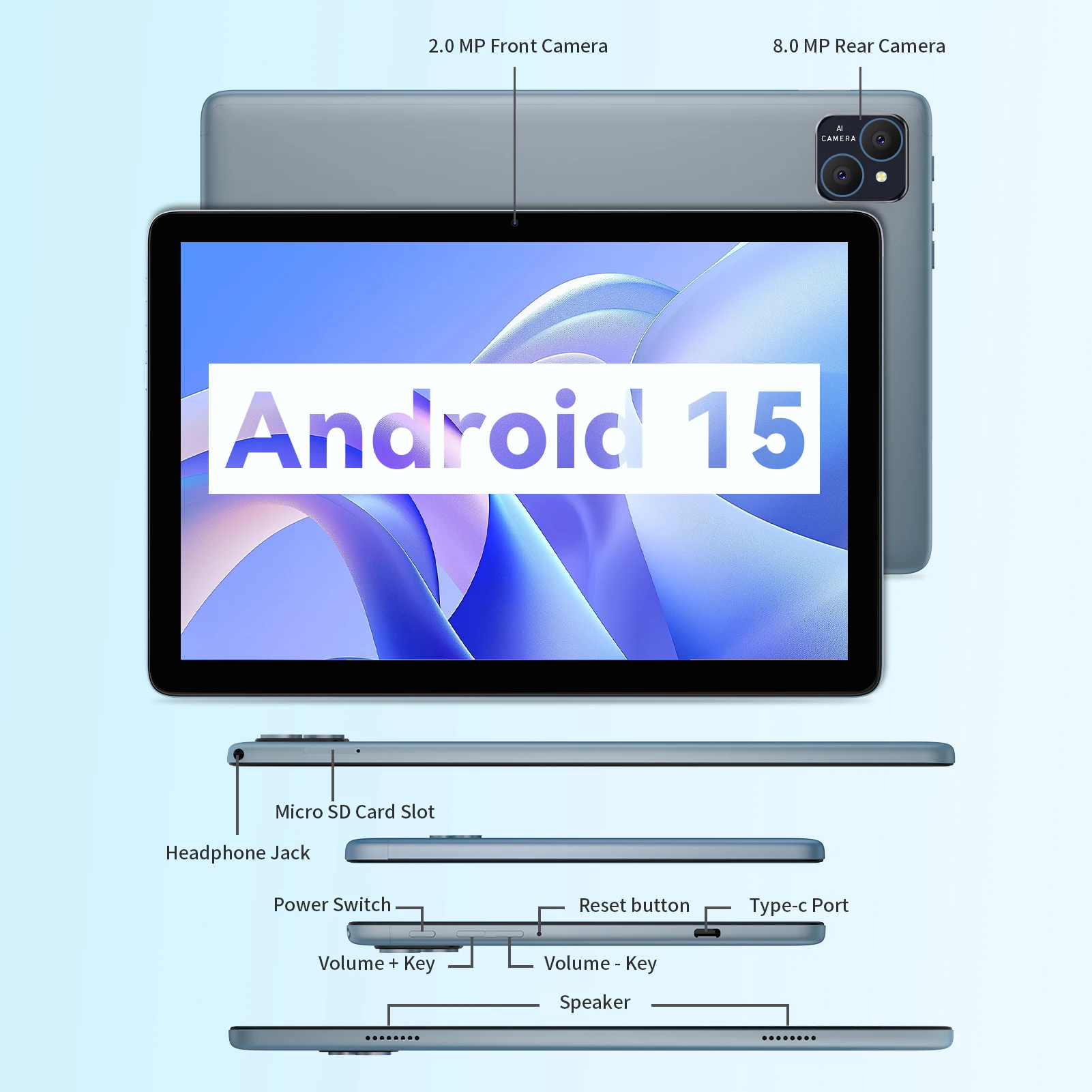 PRITOM Android Tablet with Keyboard, Android 15 Tablet with 16GB(4GB Physical + 12GB Virtual)+128GB+1TB Expand, 10 Inch Tablet PC with 8-Core, 5G WiFi, 8000mAh, 2-in-1 Tablet with Case, Mouse, Stylus(Black)