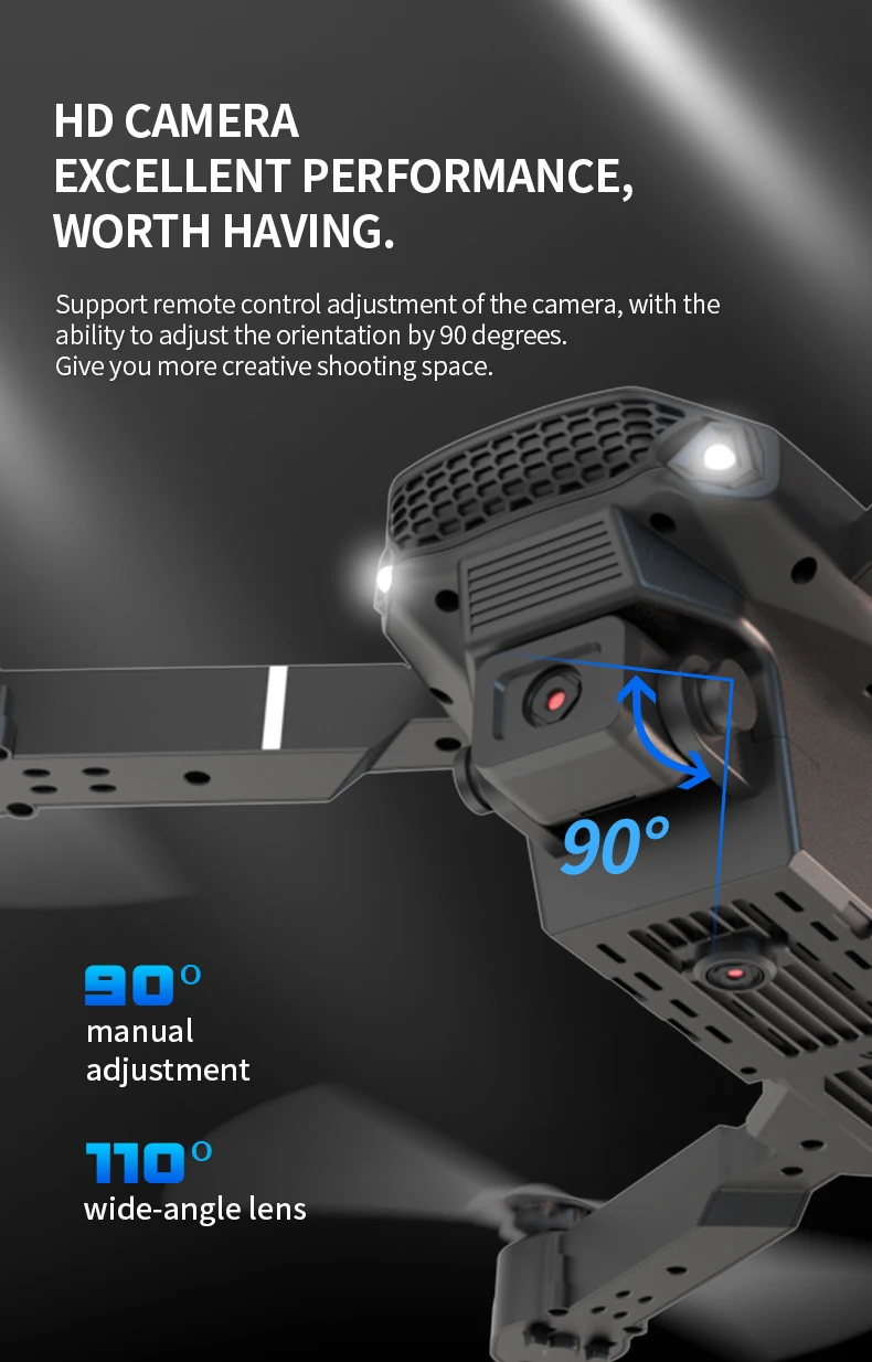 E88 Pro Foldable Drone Dual HD Camera Optical Flow Positioning 2.4G Signal 100M Remote Range One Key Takeoff Landing Return Outdoor Aerial Drone