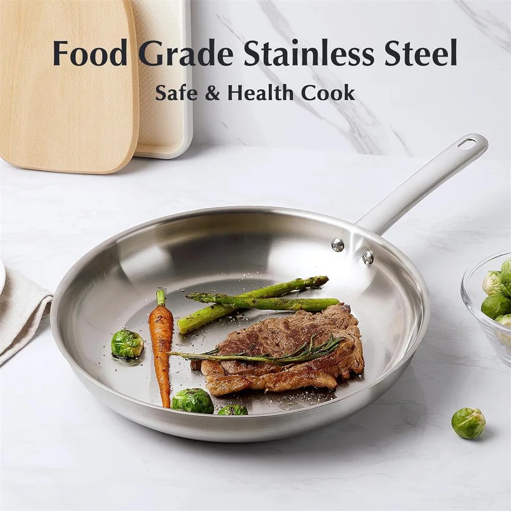 KOCH SYSTEME CS 10 Piece Pots and Pan Set Stainless Steel Kitchen Cookware Set Sauce pan Frying pan Stewpan Breakfast Steak frying pan Family Cooking Pots Induction Compatible