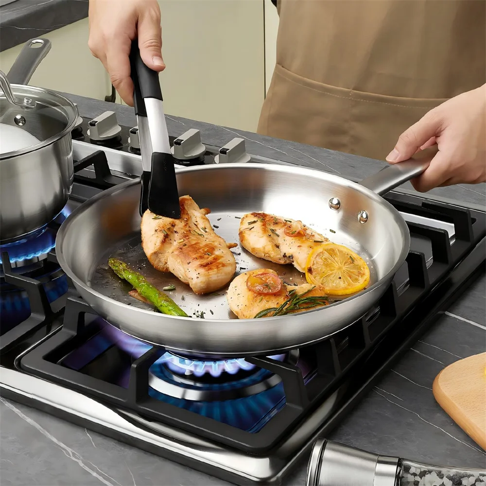 KOCH SYSTEME CS 10 Piece Pots and Pan Set Stainless Steel Kitchen Cookware Set Sauce pan Frying pan Stewpan Breakfast Steak frying pan Family Cooking Pots Induction Compatible