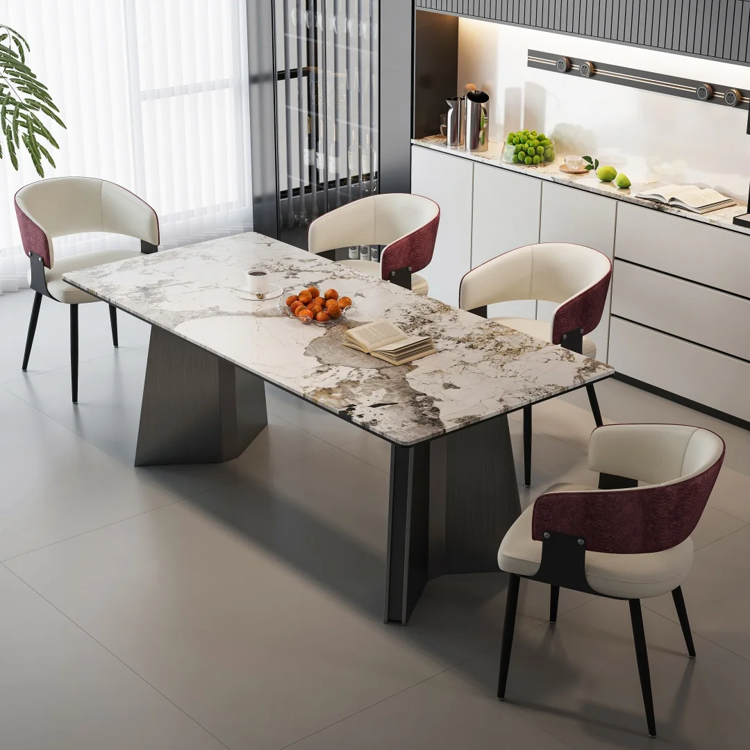Comfortable Crocodile-Textured Microfiber Leather Dining Chair,Padded Wide Seat Upholstered Leisure Chair for Kitchen Restaurant Home