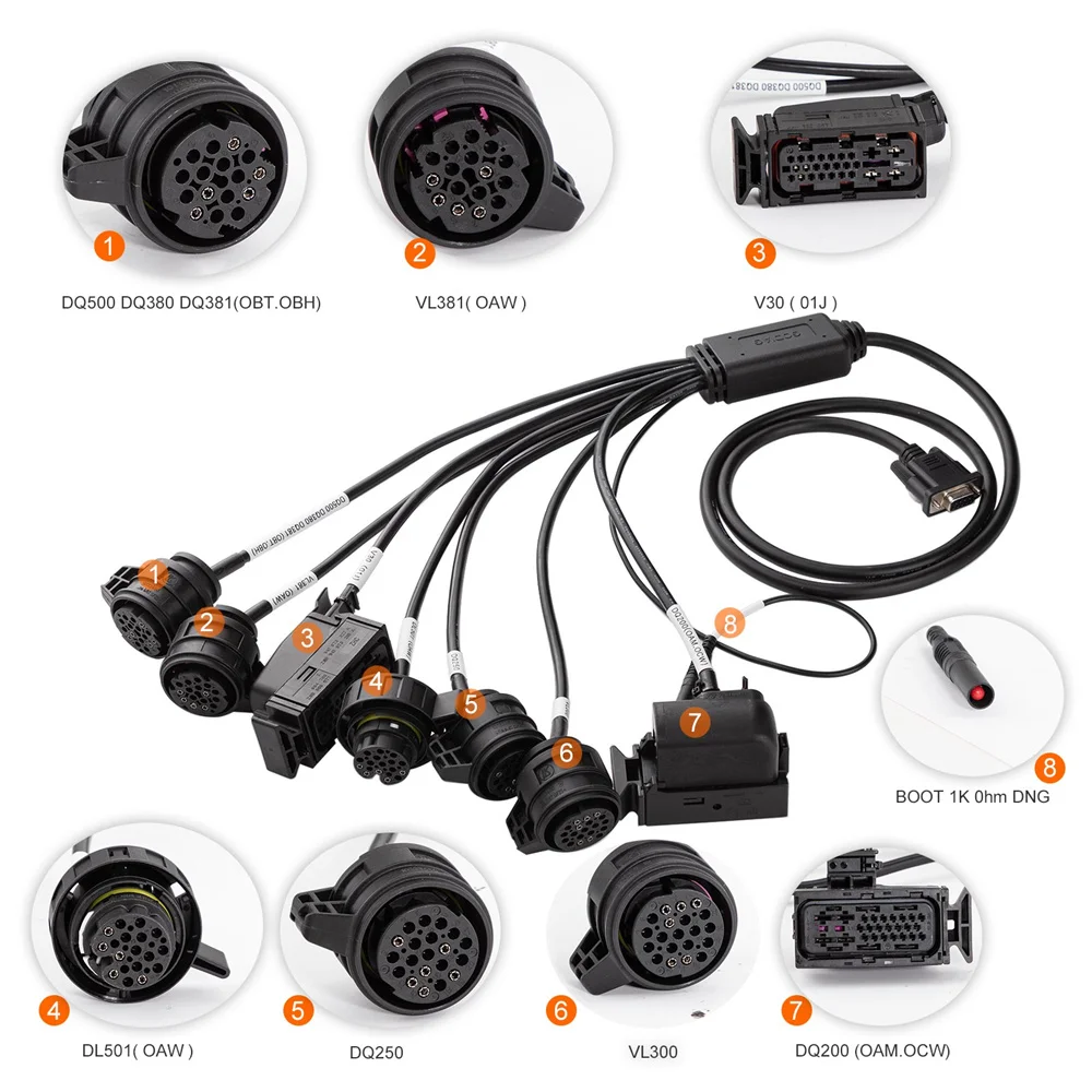 GODIAG GT107+ Gearbox Cables 7-in-1 Set for V30/ DQ200/ DL501/ VL300/ VL381/ DQ500/ DQ250