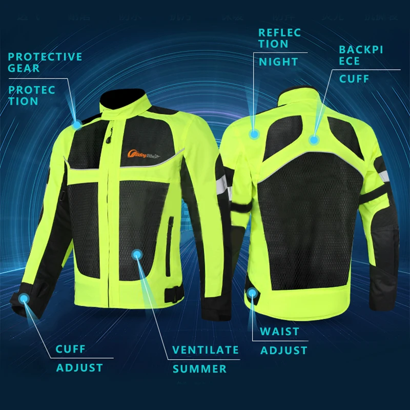 Motorcycle Reflective Night-Time Wear Jacket, Motorcycle Protective Gear Pad Jacket