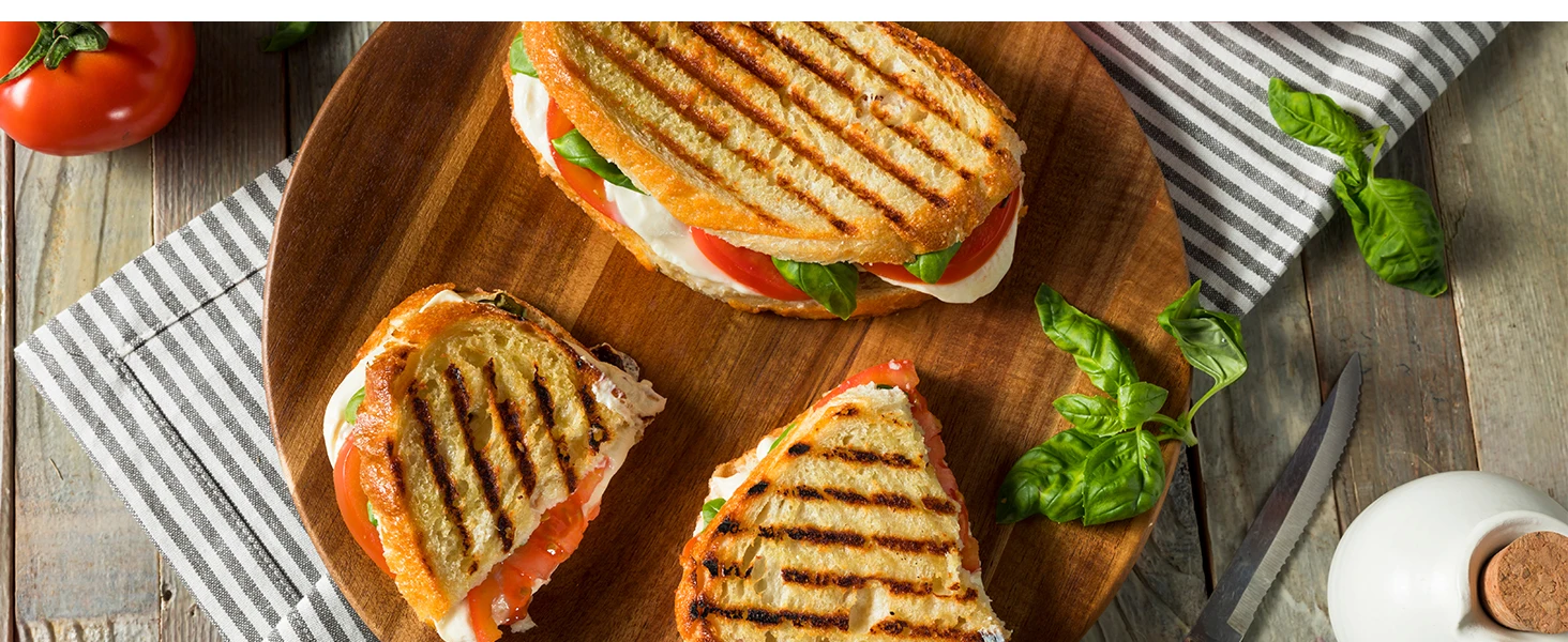 1200W Panini Press Grill with Adjustable Temperature, 4-Slice Indoor Grill, 180° Open Sandwich Maker with Drip Tray