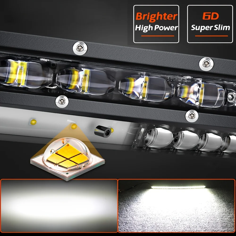 Single Row LED Light Bar 12/20/32 Inch Spot/Flood Combo Beam New IP68 Waterproof 6500K Color Led Work Lights Driving Lamp for Car ATV Truck