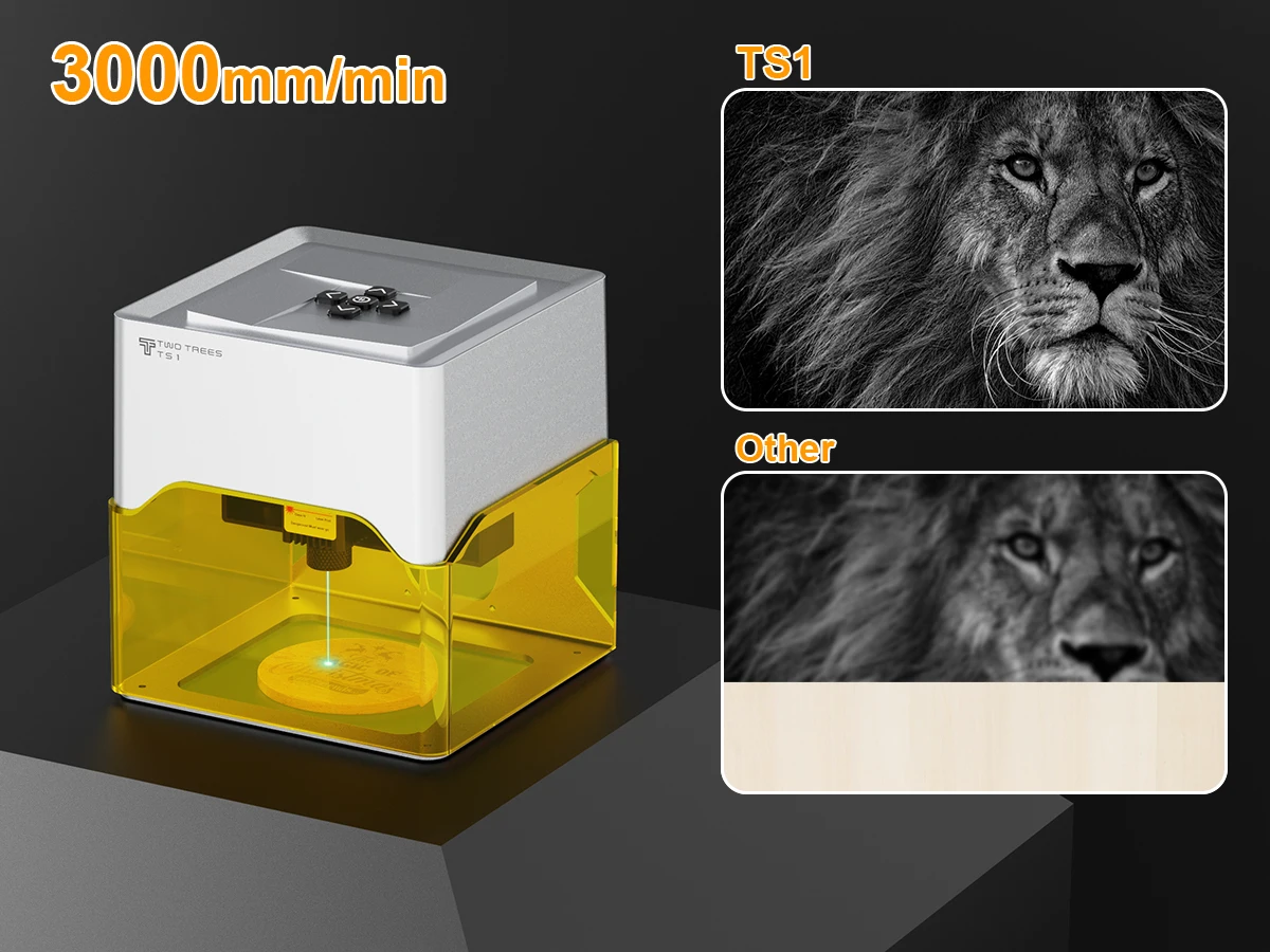 Twotrees Laser Engraver TS1 3W Laser Engraving Machine 80x80mm Blue Light Diode Laser Wood Cutting tools DIY Dog Tag With Acrylic filter baffle