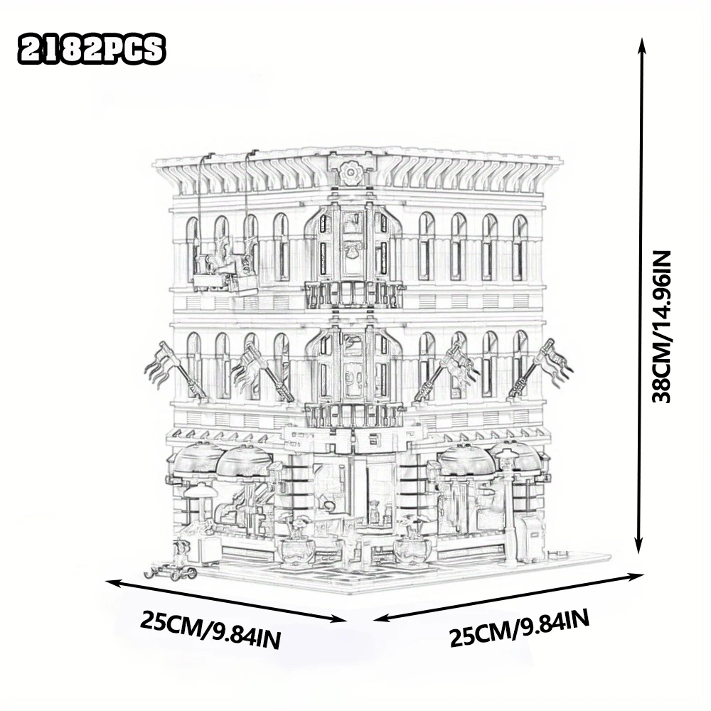 Large Classical Architecture Collection Building Blocks Set City Street Model Bricks Bank Assembly Square Fire Brigade Grand Emporium Combination Design Difficult Assembly Bricks Home Decoration For Adult Collectors