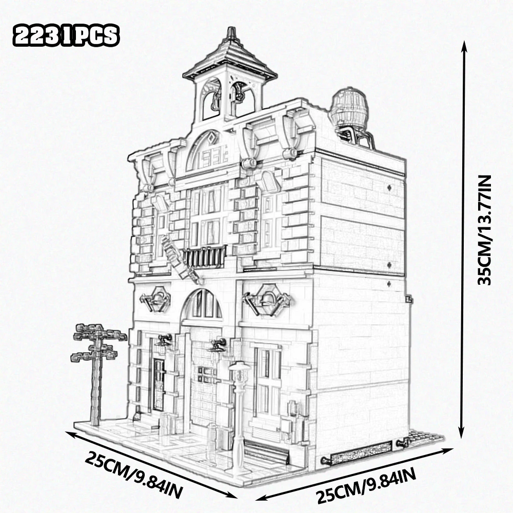 Large Classical Architecture Collection Building Blocks Set City Street Model Bricks Bank Assembly Square Fire Brigade Grand Emporium Combination Design Difficult Assembly Bricks Home Decoration For Adult Collectors