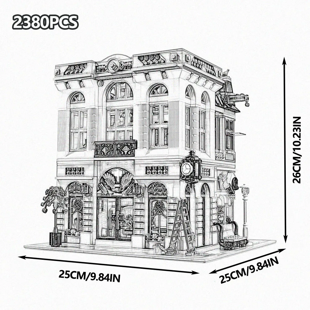 Large Classical Architecture Collection Building Blocks Set City Street Model Bricks Bank Assembly Square Fire Brigade Grand Emporium Combination Design Difficult Assembly Bricks Home Decoration For Adult Collectors