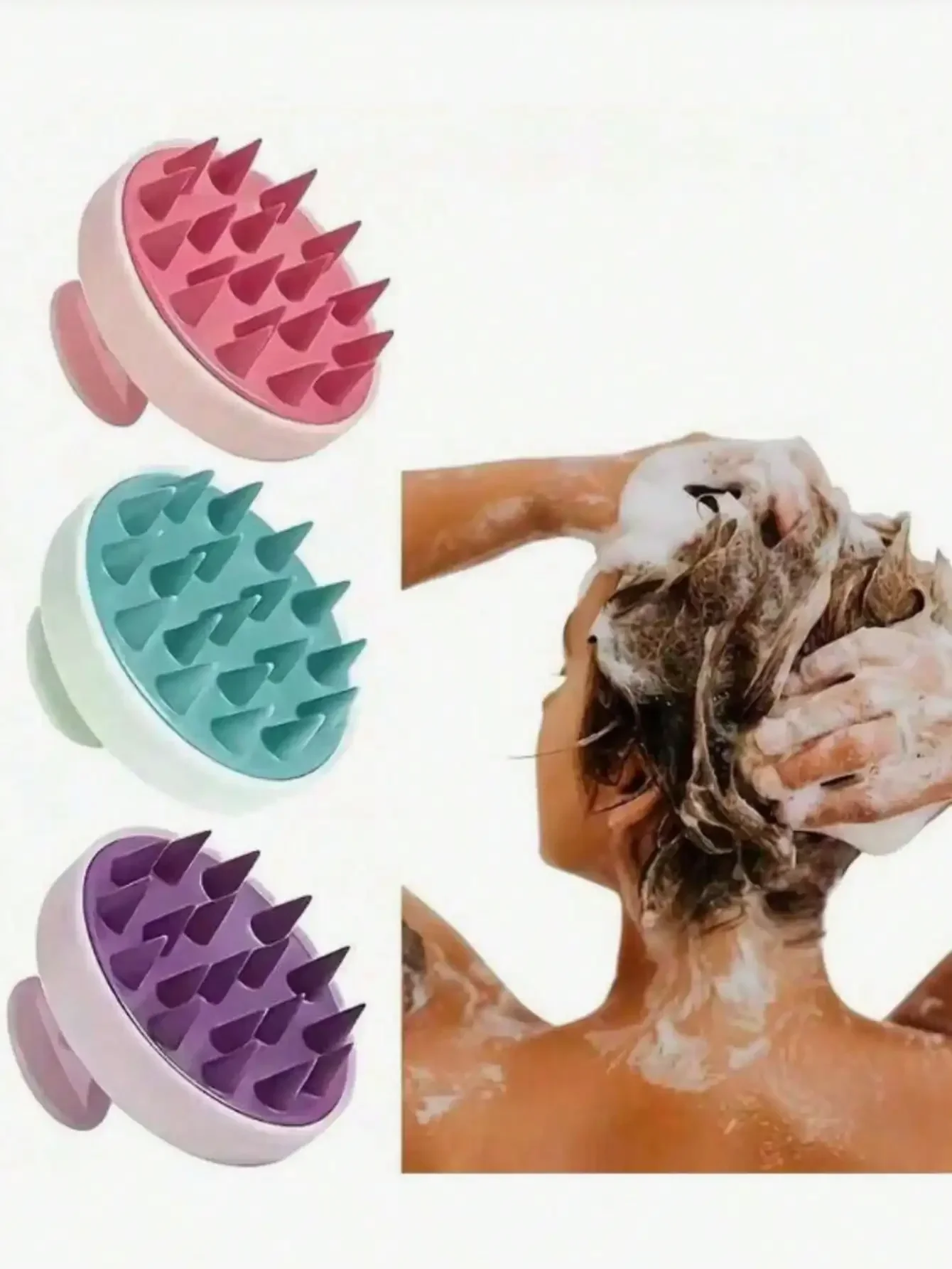 1pc Soft Silicone Scalp Massage Shampoo Brush, For Dry/Wet Hair (Curly/Straight) And All Hair Types, Bath Head Massage Comb. Can Be Used For Blow-Drying, Styling, Shampooing, Hair Care Massage. Portable And Easy To Clean, Simple And Durable - Suitable For