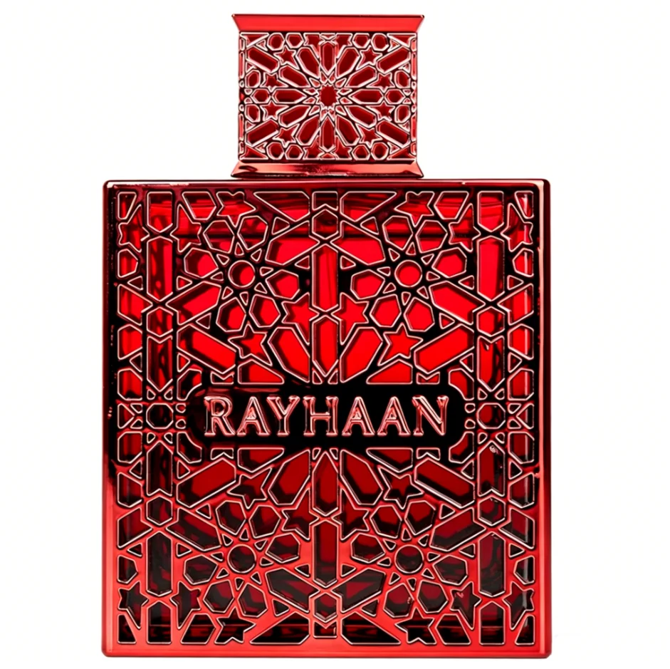 Rayhaan Crimson Eau De Parfum Spray 3.4 Ounce (Unisex), Premium Long-Lasting Fragrance with Rich Fruity, Amber and Woody Notes, Sophisticated Signature Scent for Men and Women, Perfect for Daily Wear, Travel, Parties, Date Nights and Special Occasions.