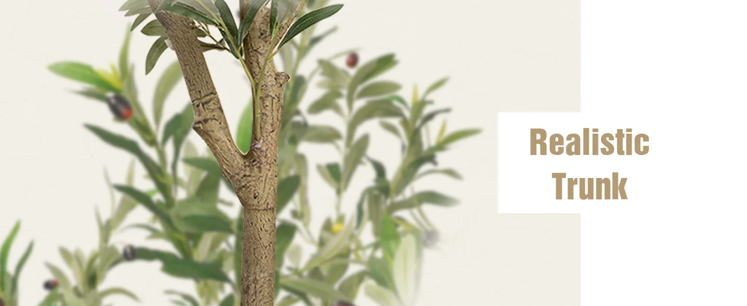 5/6/7/8 Olive Trees Artificial Indoor Faux Olive Tree with Black Pot Silk Fake Plant with Natural Wood Trunk and Lifelike Fruits for Home Office Decor