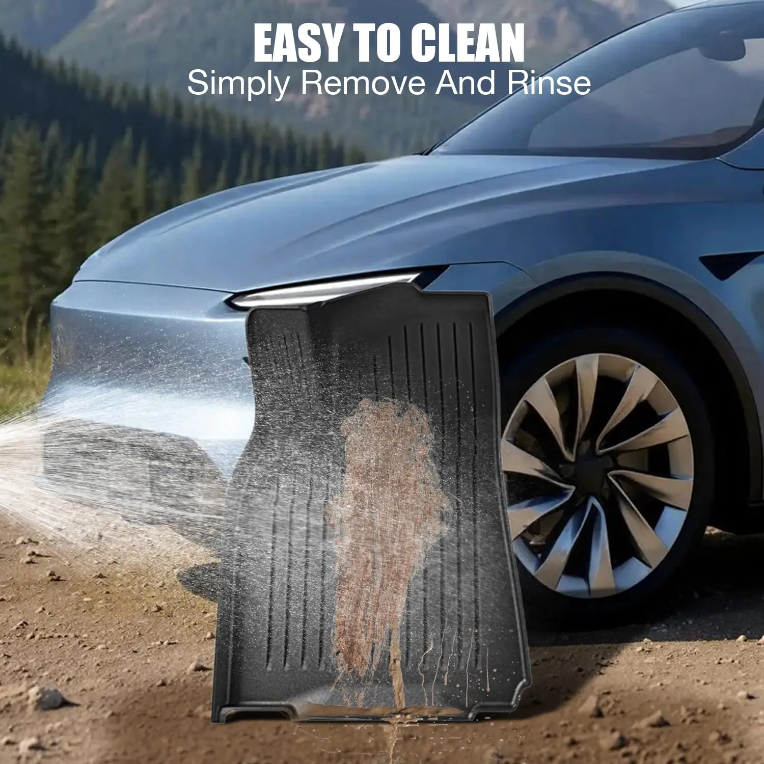 For 2021-2024 Model Y 7PCS Full Set TPE Floor Mats Full Coverage Custom Fit All Weather Waterproof Anti-Slip Odorless Easy Clean Cargo Mat Rear Seat Back Protector