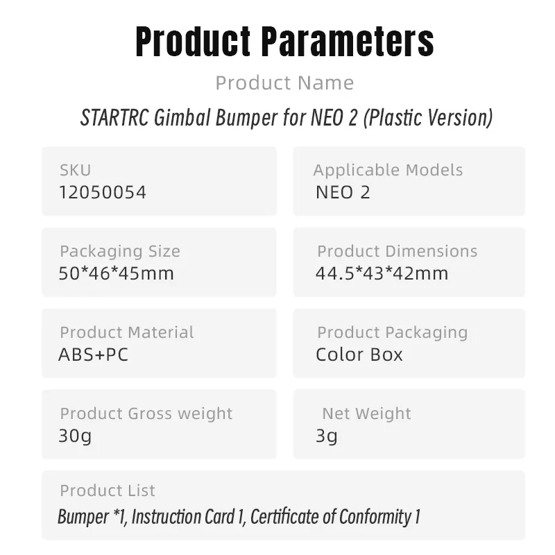 STARTRC Gimbal Bumper Guard for DJI Neo 2 Accessories, ABS Anti-Collision Protection Guard Bar for DJI Neo 2 Drone Camera