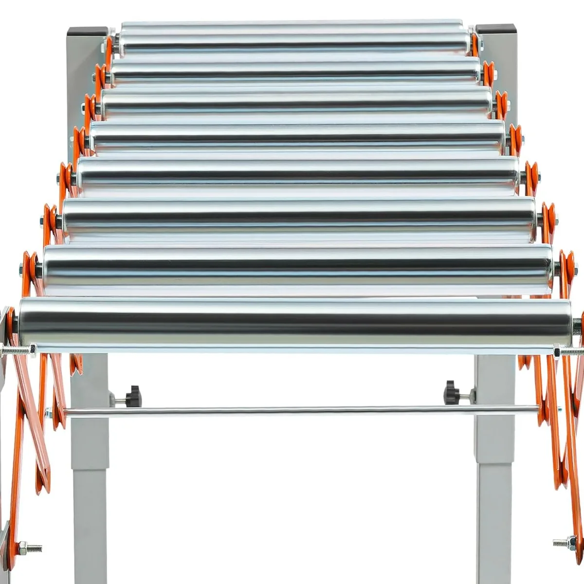 Roller Conveyor, Adjustable Conveyor Roller 51in, Orange, Max Load 110.23lbs, Sturdy Iron Anti-Rust, Adjustable Height & Length for Table Saw or Planer Transport