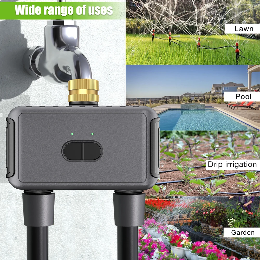 INSOMA Wifi Direct Automatic Water Timer Garden Irrigation Watering System Dual Hose Remote Control Sprinkler Programmer for Yard Lawn