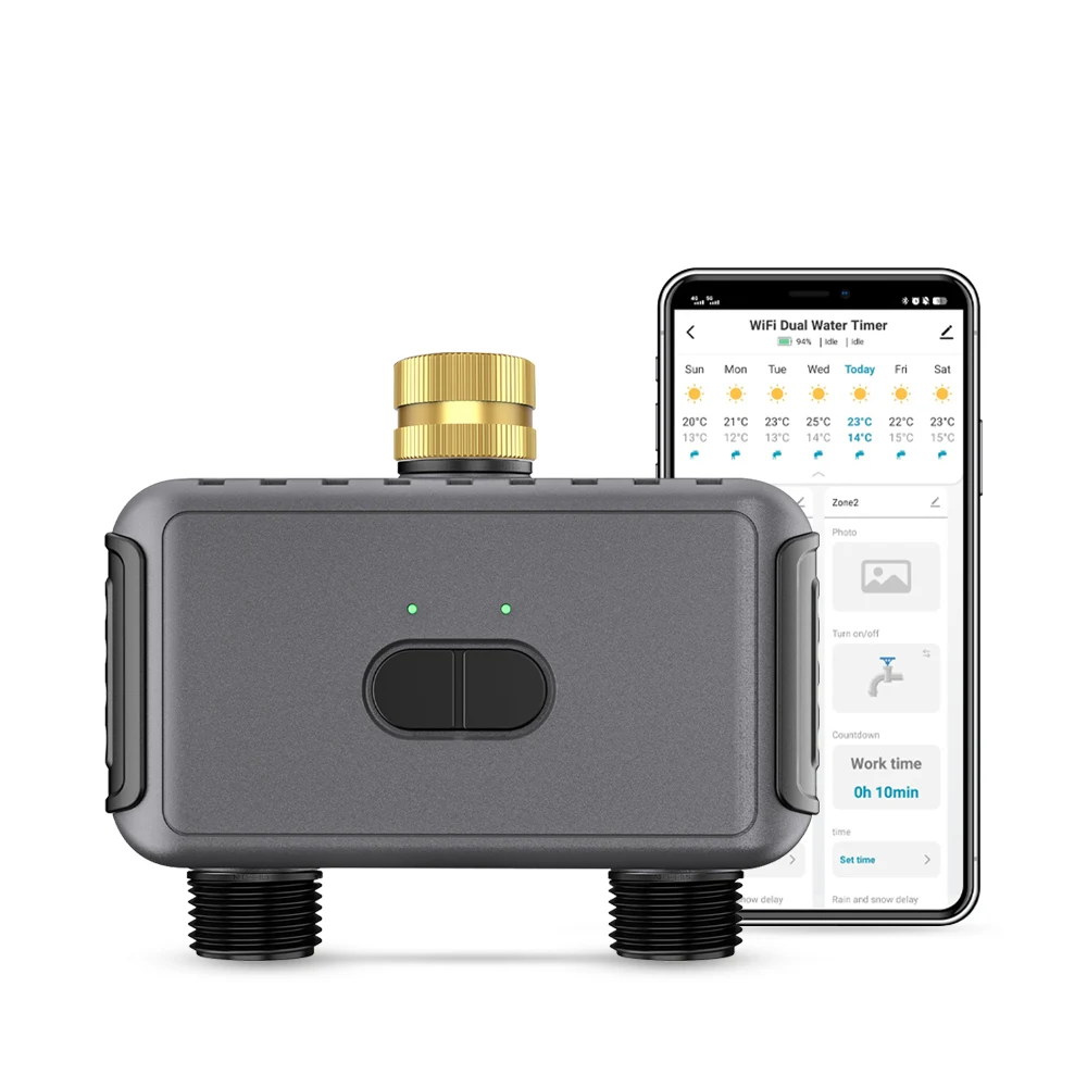 INSOMA Wifi Direct Automatic Water Timer Garden Irrigation Watering System Dual Hose Remote Control Sprinkler Programmer for Yard Lawn