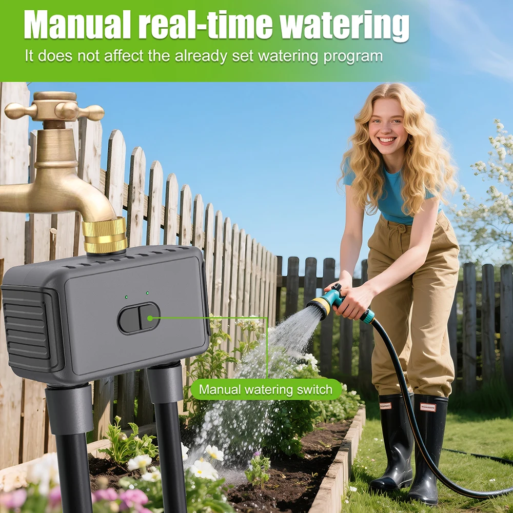 INSOMA Wifi Direct Automatic Water Timer Garden Irrigation Watering System Dual Hose Remote Control Sprinkler Programmer for Yard Lawn
