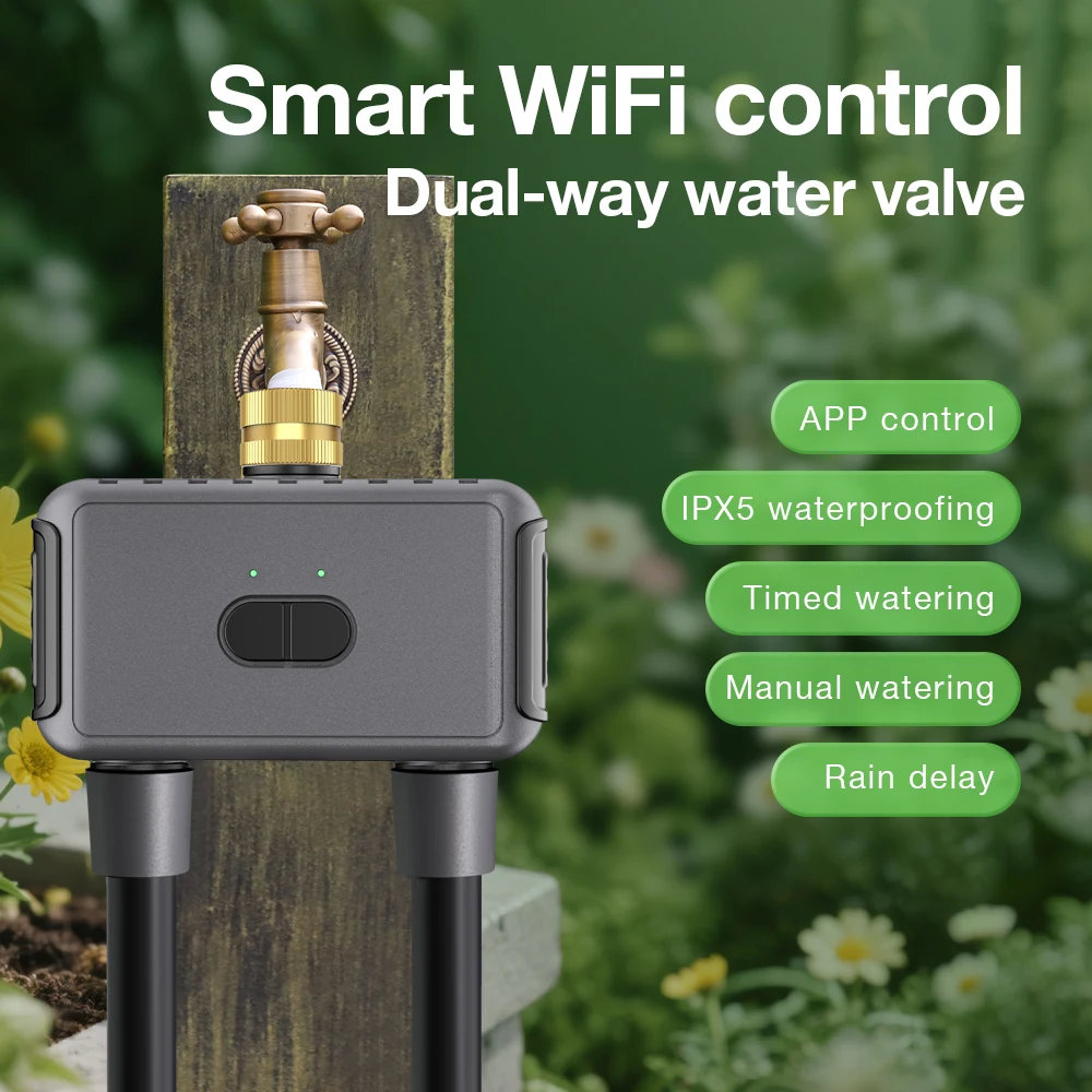 INSOMA Wifi Direct Automatic Water Timer Garden Irrigation Watering System Dual Hose Remote Control Sprinkler Programmer for Yard Lawn