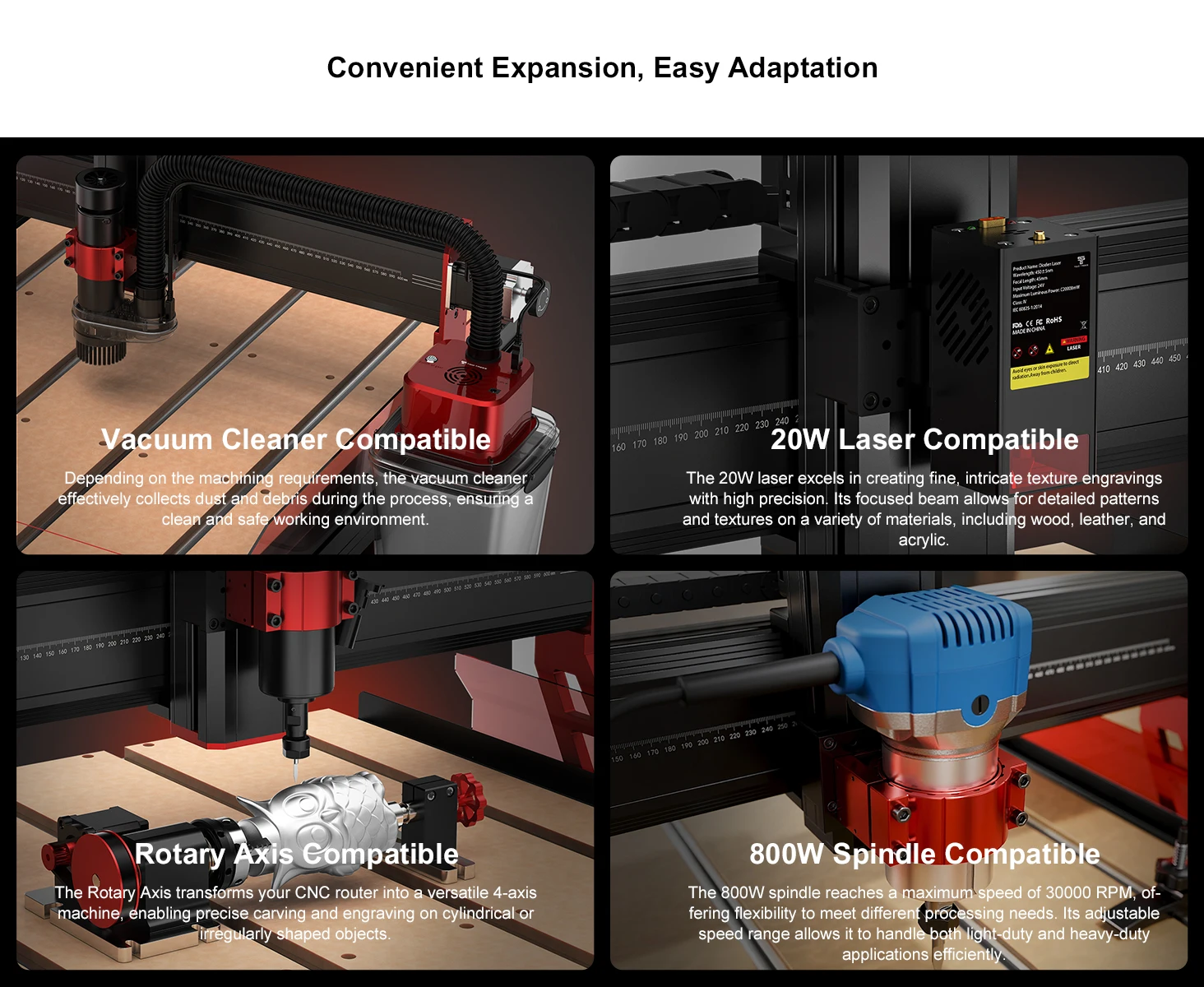 Twotree TTC6050 CNC Engraving Machine 500W CNC Router Machine 600x500mm Desktop Engraving Machine With infrared Beam Sensor XYZ Axis Linear Guide for Stainless Steel Wood PVC Acrylic