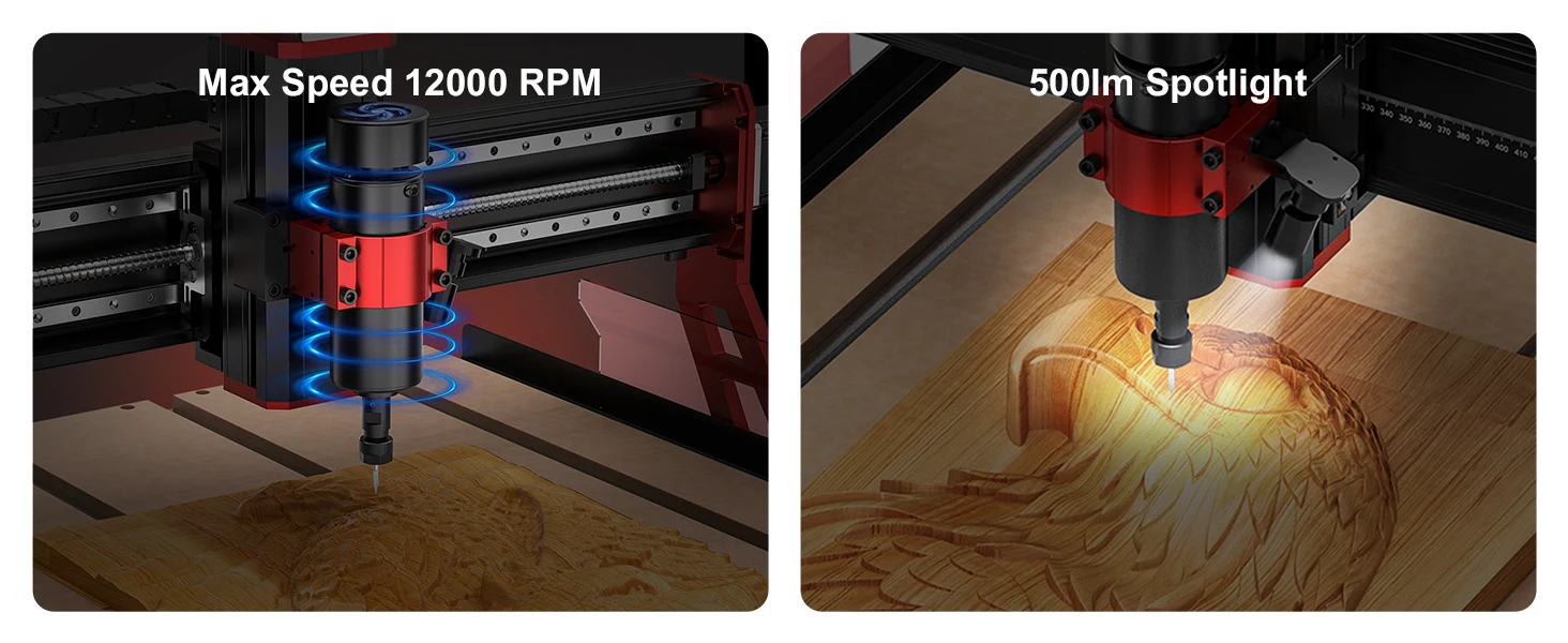 Twotree TTC6050 CNC Engraving Machine 500W CNC Router Machine 600x500mm Desktop Engraving Machine With infrared Beam Sensor XYZ Axis Linear Guide for Stainless Steel Wood PVC Acrylic