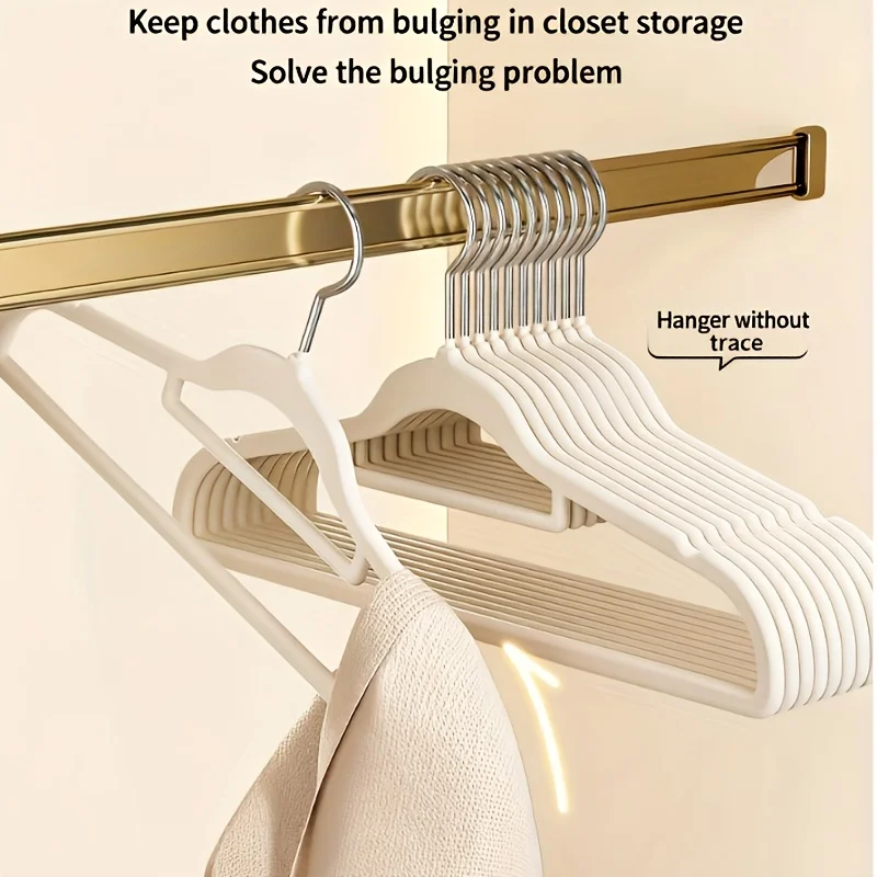 10/20/50 Pack Premium Anti-Slip Velvet Garment Hangers, Soft Flocked Non-Scratch Clothes Hangers with 360° Swivel Hooks, Heavy Duty Sturdy Coat Hangers, Slim Compact Hangers to Save Closet Storage Space