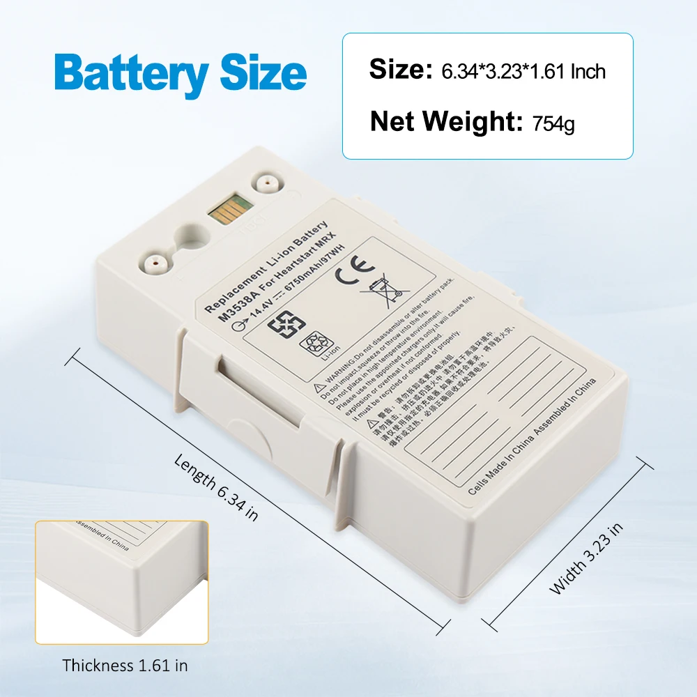 M3538A Replacement Battery For Ph-ps Heartstart MRx Monitor Defibrillator Battery M3538A M3535A M3536A M3535-60992 97WH US Sock Fast Delivery