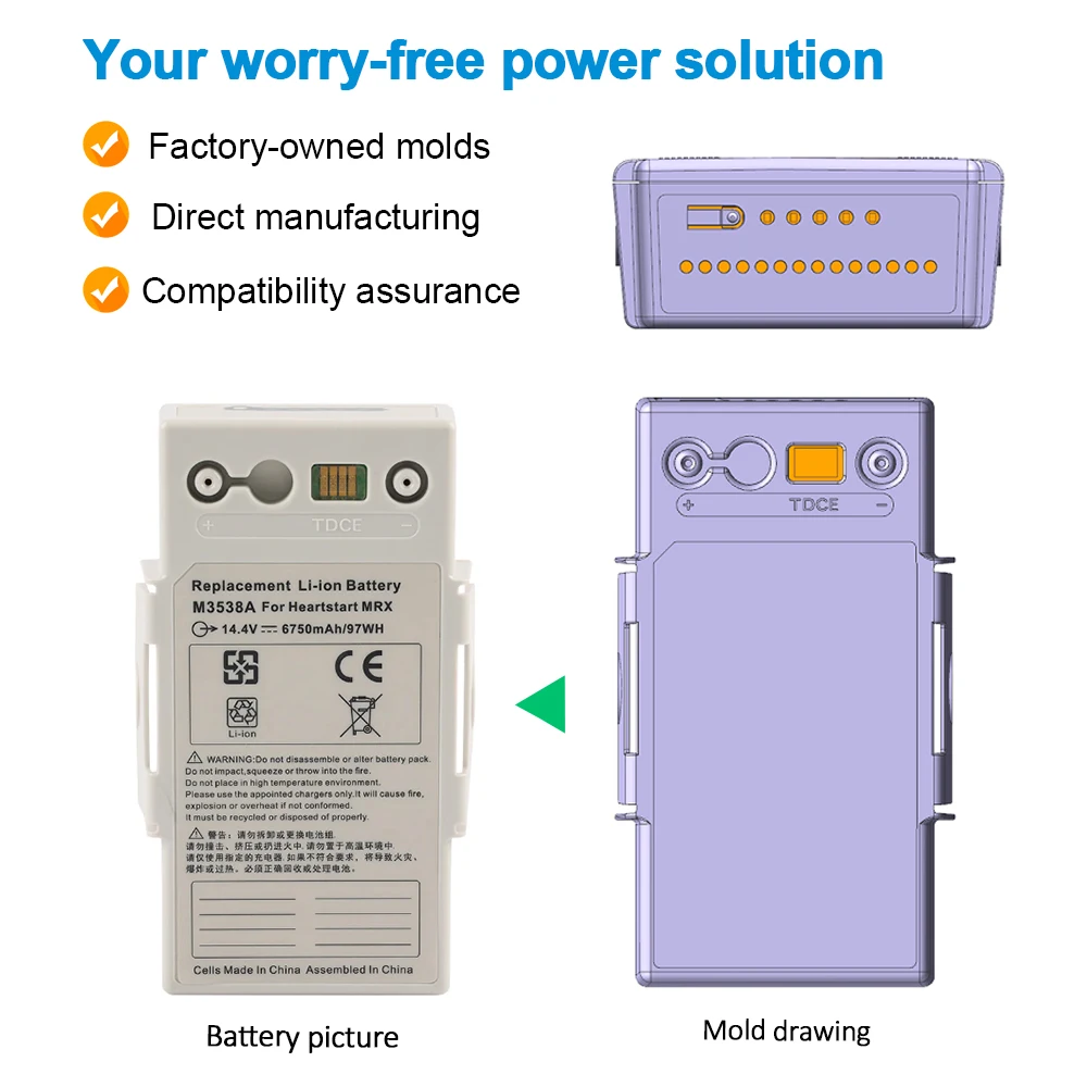 M3538A Replacement Battery For Ph-ps Heartstart MRx Monitor Defibrillator Battery M3538A M3535A M3536A M3535-60992 97WH US Sock Fast Delivery