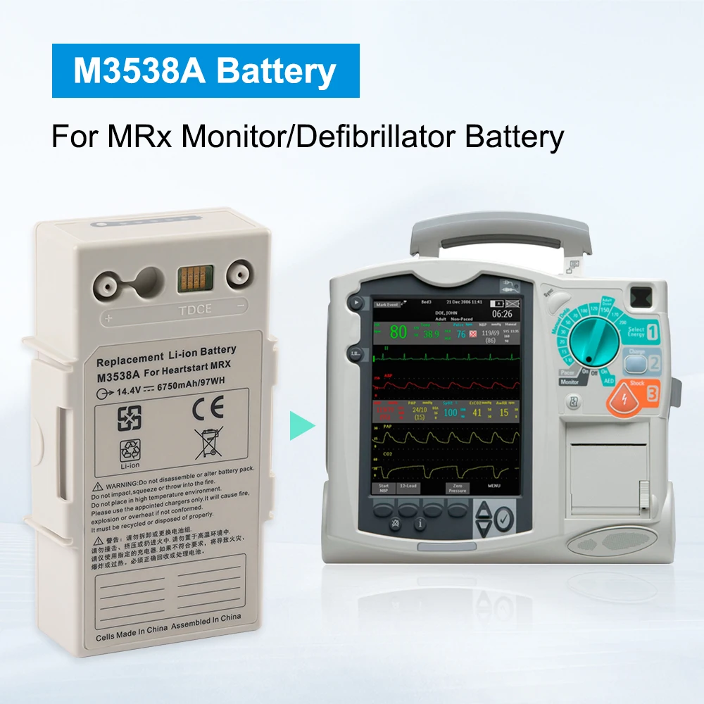 M3538A Replacement Battery For Ph-ps Heartstart MRx Monitor Defibrillator Battery M3538A M3535A M3536A M3535-60992 97WH US Sock Fast Delivery